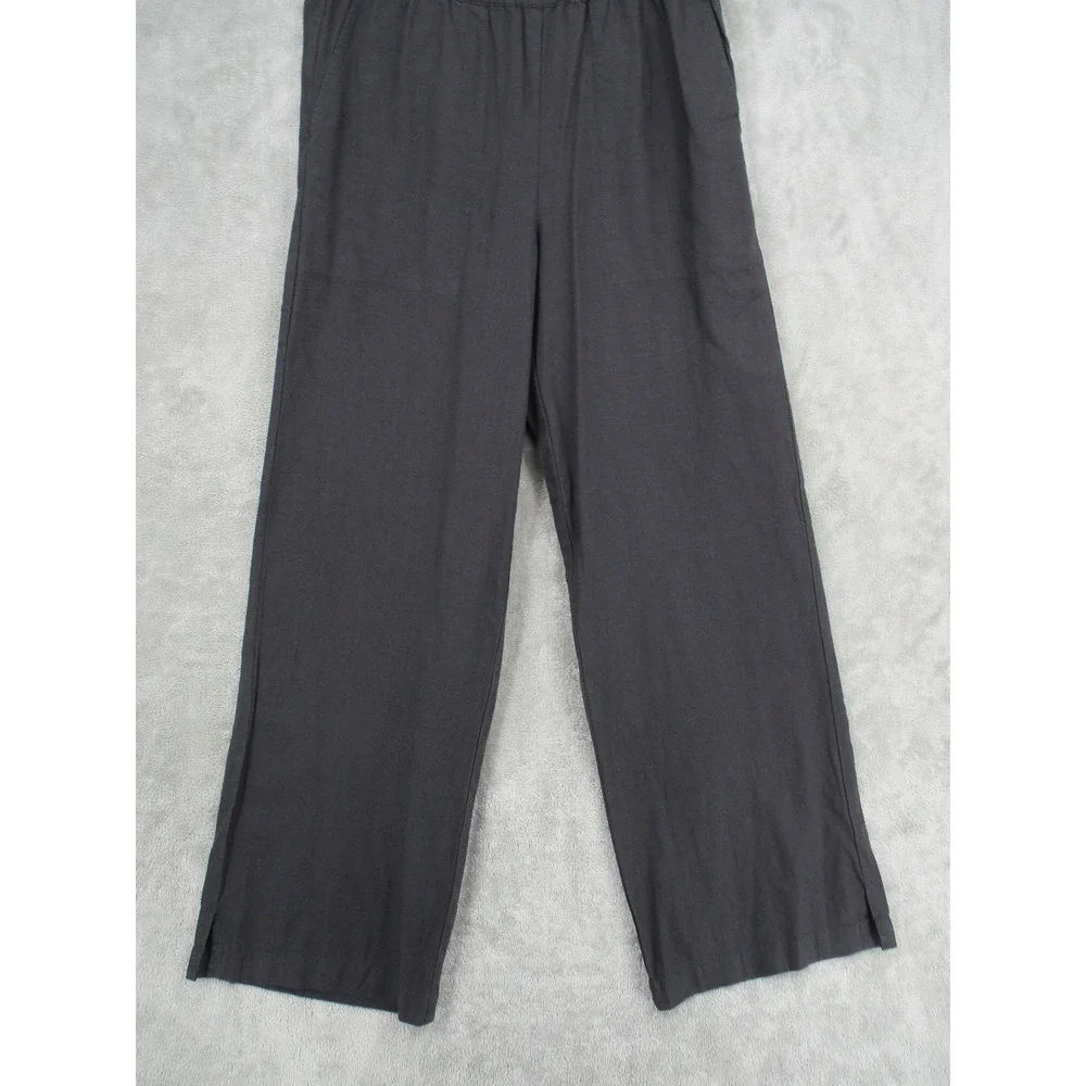 Michael Stars Pants Womens Medium Charcoal Linen Blend Wide Leg Pull On Pockets - Picture 4 of 11